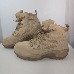 Reebok Work RB8694 Men's Size 10M Tactical Work Boots Tan Suede Side Zip ASTM EH